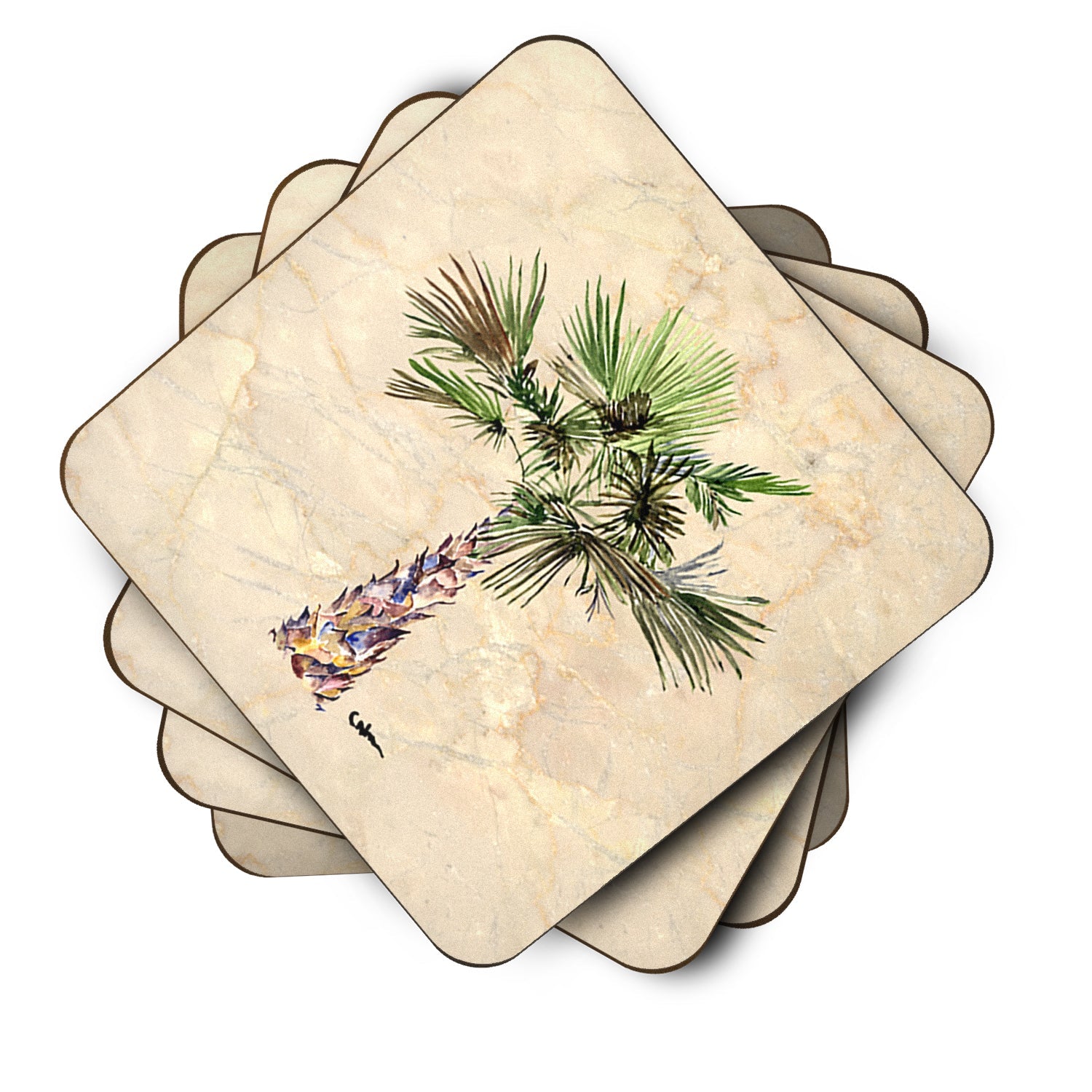 Palm Tree Foam Coasters Set of 4 Cup Coasters for Indoor Outdoor, Tabletop Protection, Anti Slip, Mouse pad Material