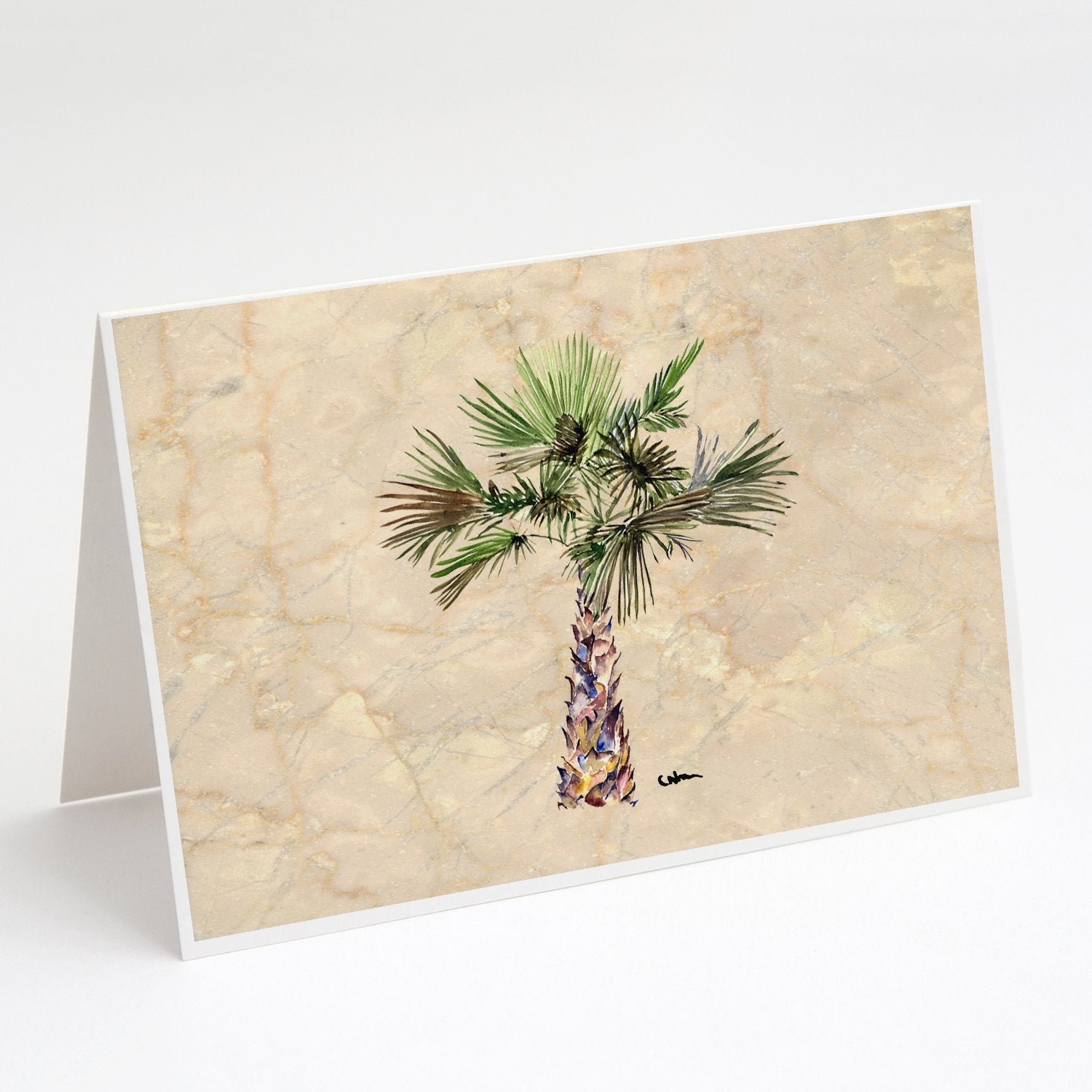Palm Tree Greeting Cards Pack of 8 Blank Cards with Envelopes Whimsical A7 Size 5x7