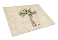 Palm Tree Cutting Board Tempered Glass Kitchen Cutting Surface, Heat Resistant Chopping, Non-Slip Feet, Food Prep & Serving