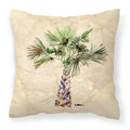 Palm Tree Decorative Throw Pillow 14x14 Indoor Outdoor Accent Cushion, Fabric Cover with Insert for Sofa, Bed, Porch & Living Room