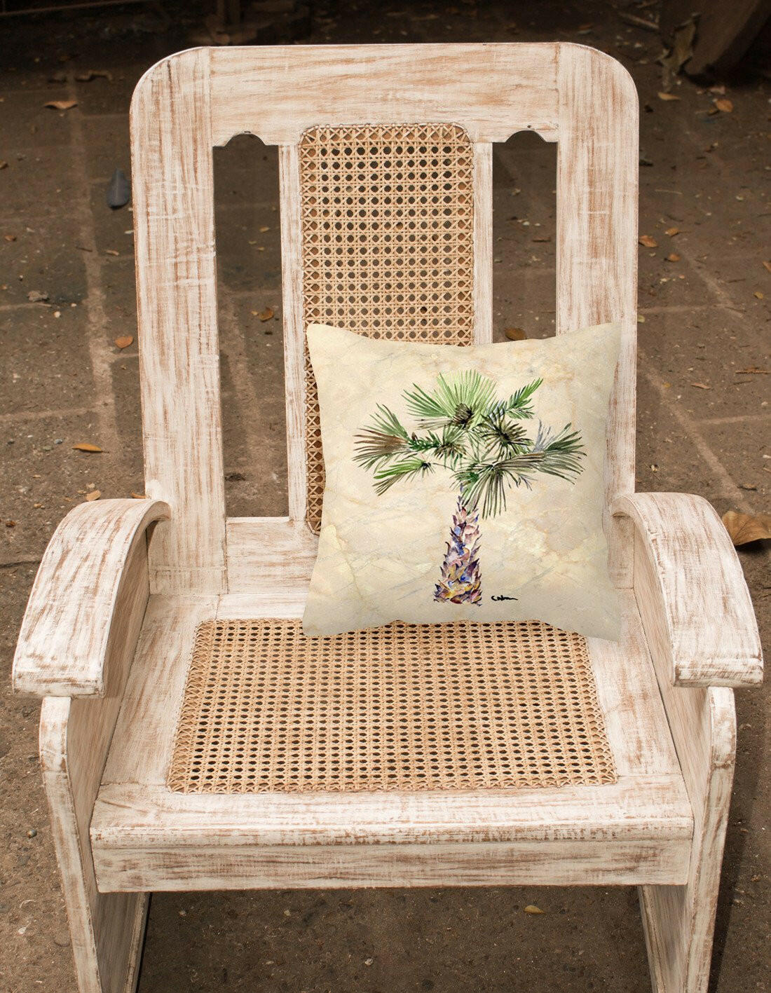 Palm Tree Decorative Throw Pillow 14x14 Indoor Outdoor Accent Cushion, Fabric Cover with Insert for Sofa, Bed, Porch & Living Room