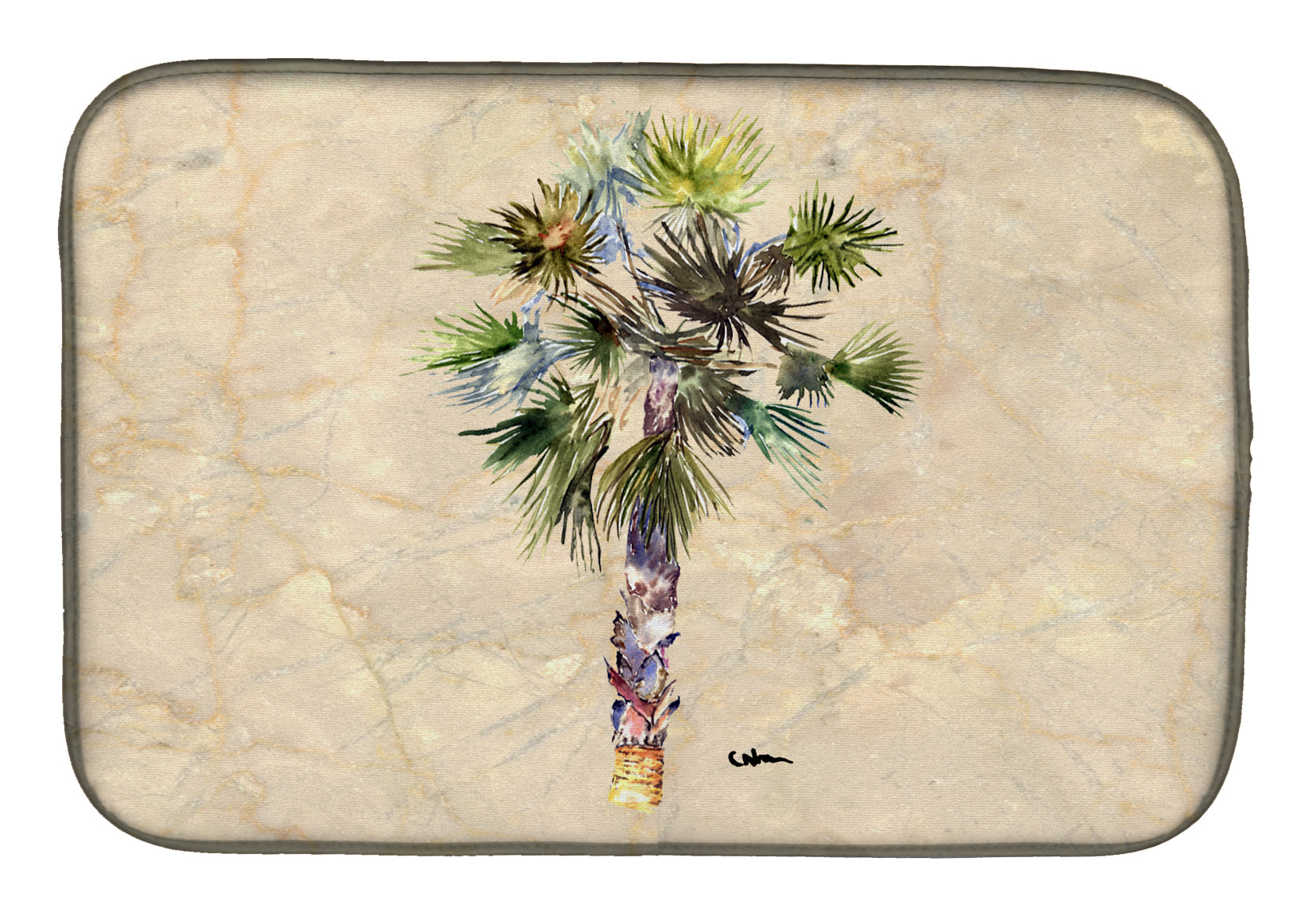 Palm Tree Dish Drying Mat Absorbent Dish Drying Mat Pad for Kitchen Counter Dish Drainer Mat for Countertop, 14 x 21", Multicolor
