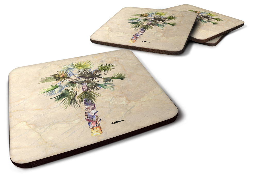 Palm Tree Foam Coasters Set of 4 Cup Coasters for Indoor Outdoor, Tabletop Protection, Anti Slip, Mouse pad Material