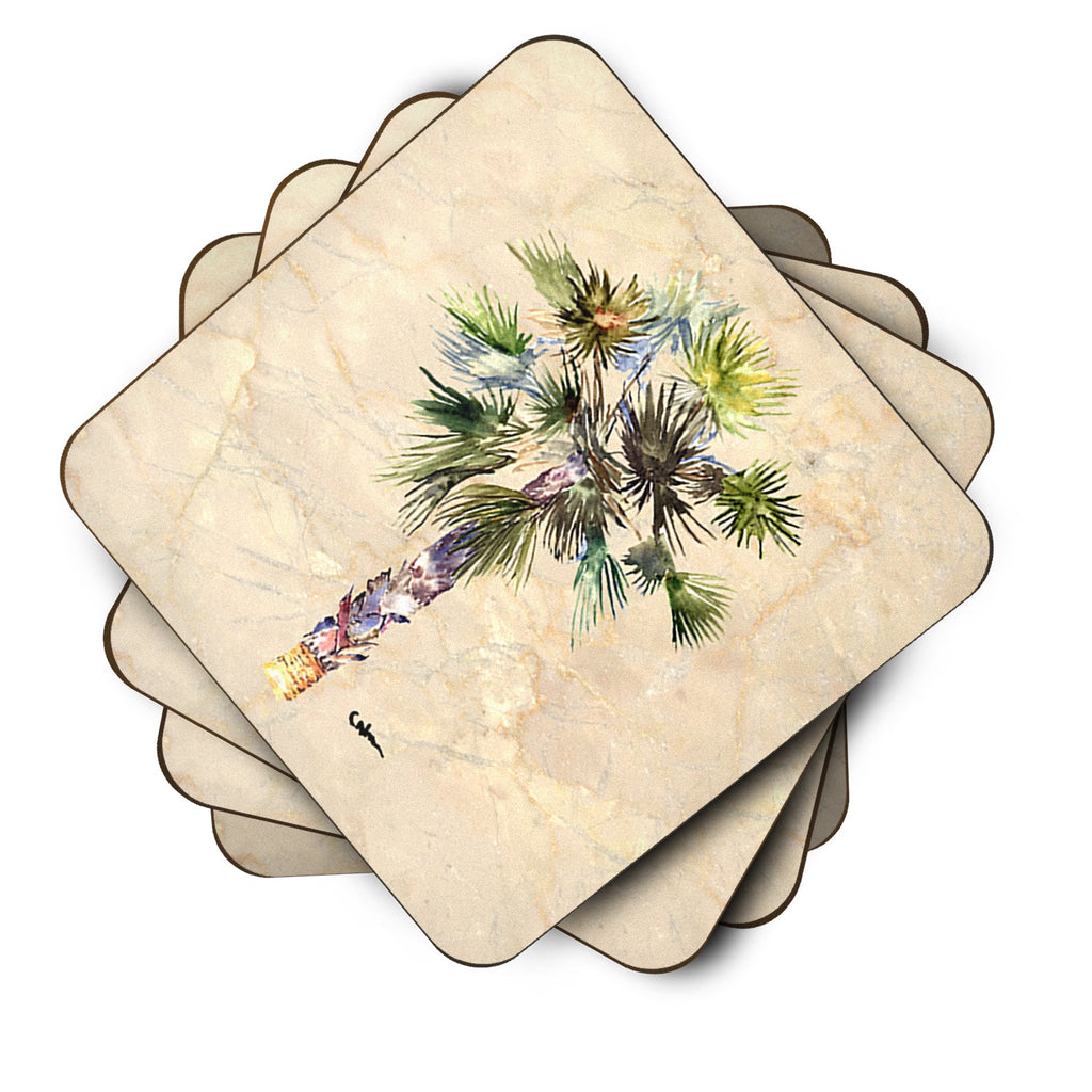 Palm Tree Foam Coasters Set of 4 Cup Coasters for Indoor Outdoor, Tabletop Protection, Anti Slip, Mouse pad Material