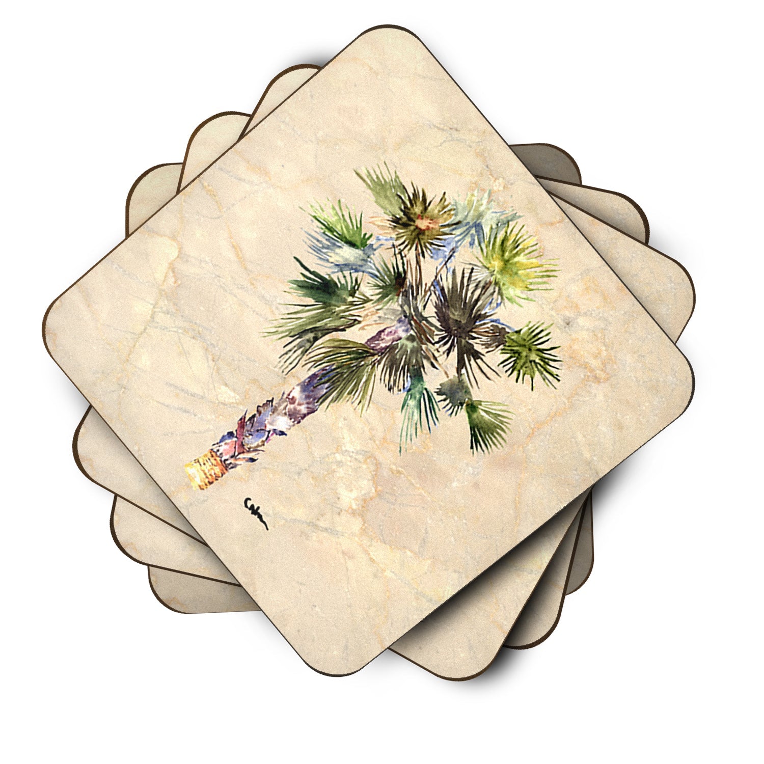 Palm Tree Foam Coasters Set of 4 Cup Coasters for Indoor Outdoor, Tabletop Protection, Anti Slip, Mouse pad Material