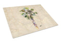 Palm Tree Cutting Board Tempered Glass Kitchen Cutting Surface, Heat Resistant Chopping, Non-Slip Feet, Food Prep & Serving