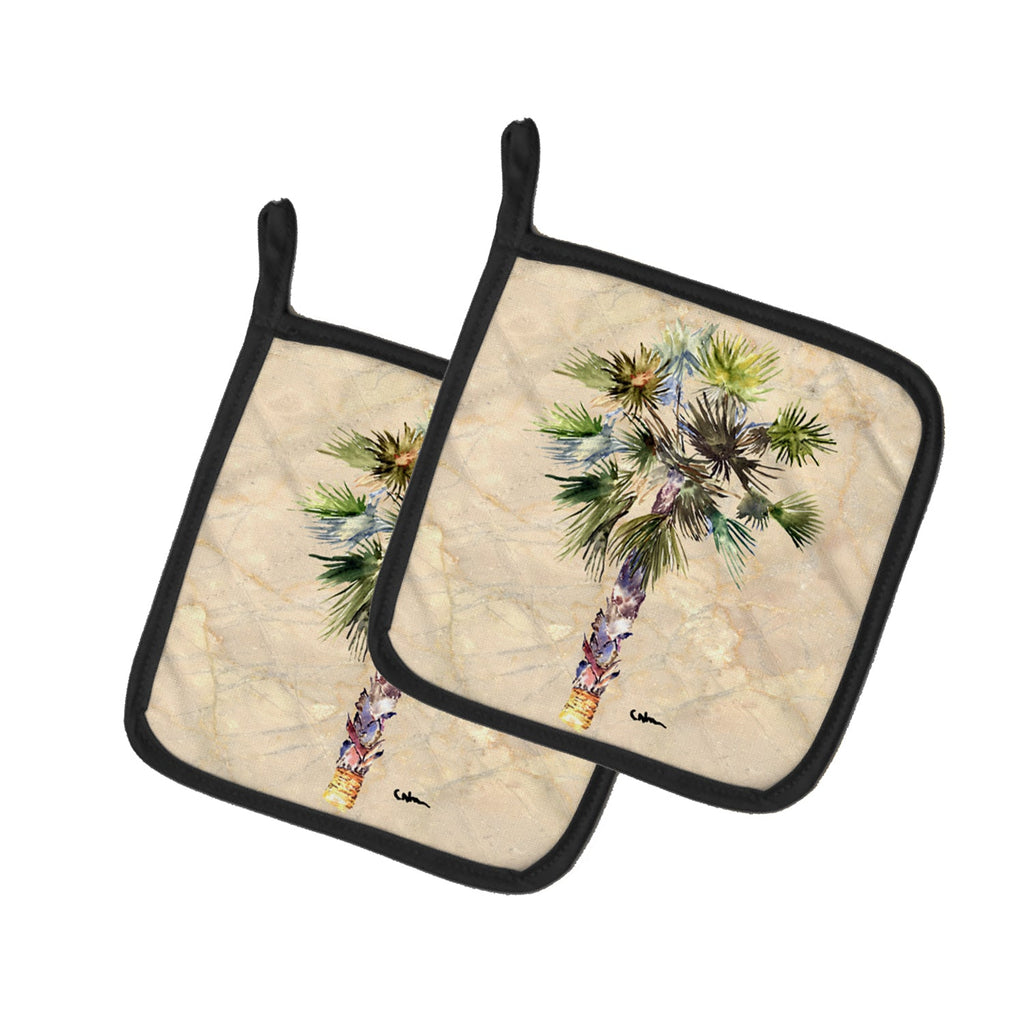 Palm Tree Pot Holder Set of 2 Heat Resistant Quilted Hot Pads 7.5 x 7.5 Inch, Insulated Kitchen Trivets for Cooking & Baking