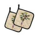 Palm Tree Pot Holder Set of 2 Heat Resistant Quilted Hot Pads 7.5 x 7.5 Inch, Insulated Kitchen Trivets for Cooking & Baking