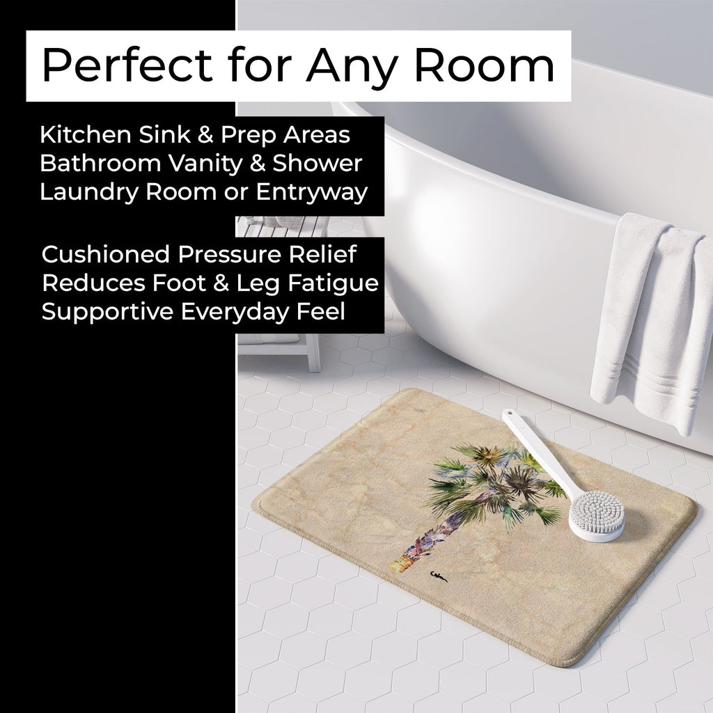Palm Tree Memory Foam Kitchen Mat Machine Washable Anti-Fatigue Cushion Comfort Bath or Kitchen Rug