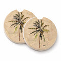 Palm Tree Set of 2 Cup Holder Car Coasters Absorbent Round Sandstone Coasters Gifts for Men or Women, 2.5, Multicolor