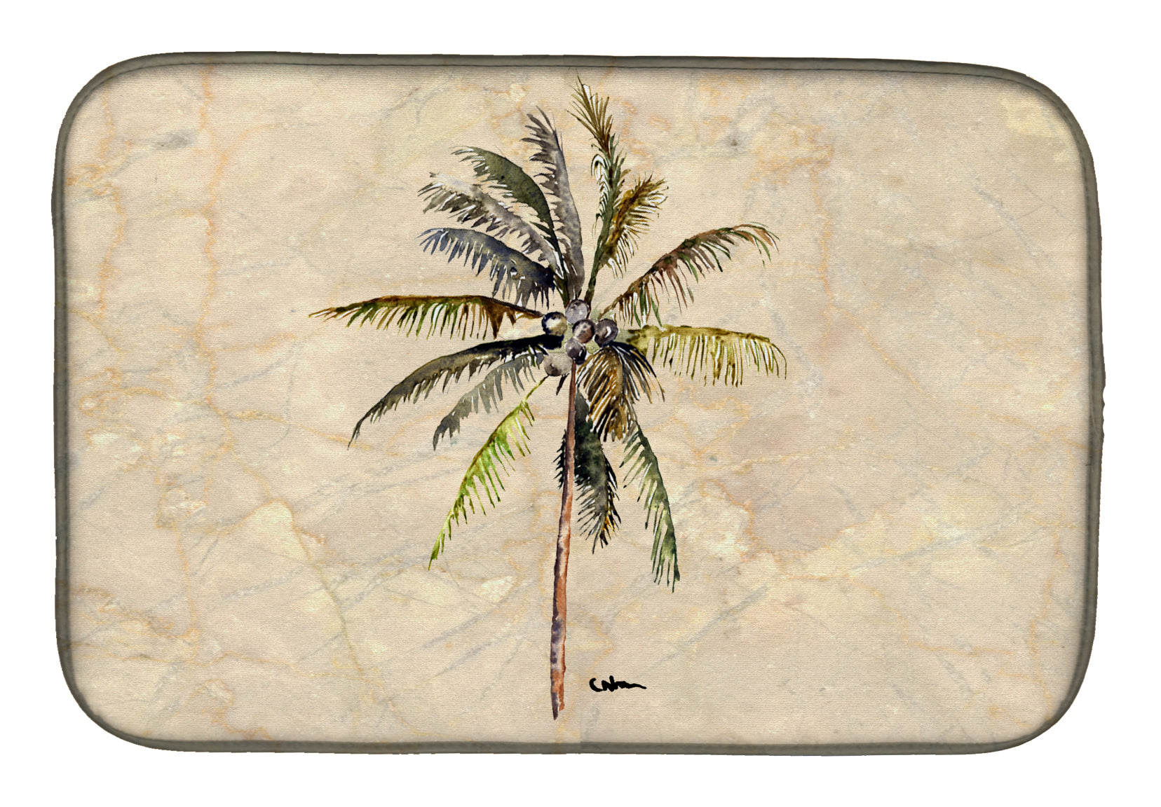 Palm Tree Dish Drying Mat Absorbent Dish Drying Mat Pad for Kitchen Counter Dish Drainer Mat for Countertop, 14 x 21", Multicolor