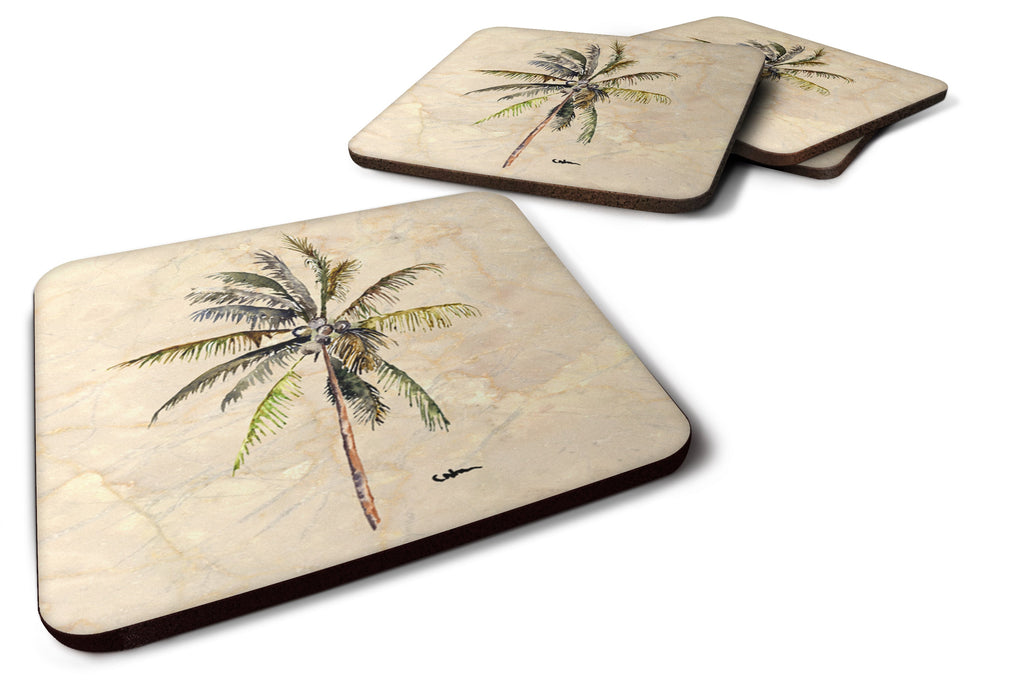 Palm Tree Foam Coasters Set of 4 Cup Coasters for Indoor Outdoor, Tabletop Protection, Anti Slip, Mouse pad Material