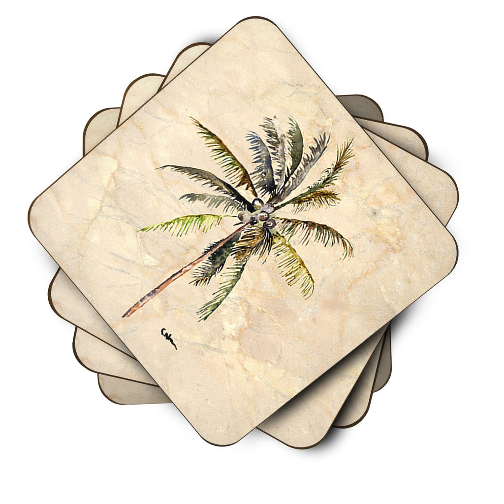 Palm Tree Foam Coasters Set of 4 Cup Coasters for Indoor Outdoor, Tabletop Protection, Anti Slip, Mouse pad Material
