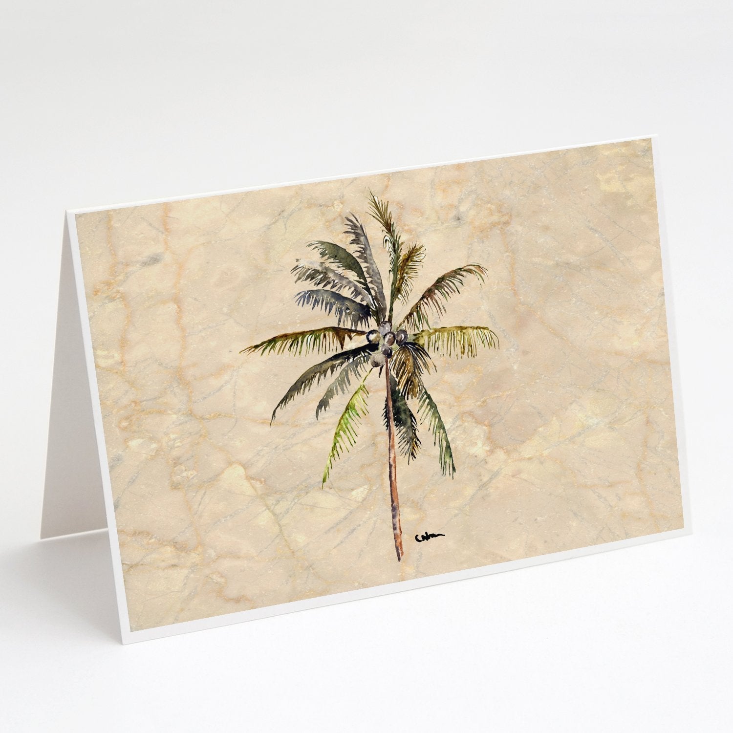 Palm Tree Greeting Cards Pack of 8 Blank Cards with Envelopes Whimsical A7 Size 5x7