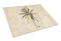 Palm Tree Cutting Board Tempered Glass Kitchen Cutting Surface, Heat Resistant Chopping, Non-Slip Feet, Food Prep & Serving