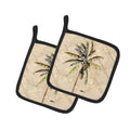 Palm Tree Pot Holder Set of 2 Heat Resistant Quilted Hot Pads 7.5 x 7.5 Inch, Insulated Kitchen Trivets for Cooking & Baking