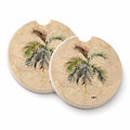 Palm Tree Set of 2 Cup Holder Car Coasters Absorbent Round Sandstone Coasters Gifts for Men or Women, 2.5, Multicolor