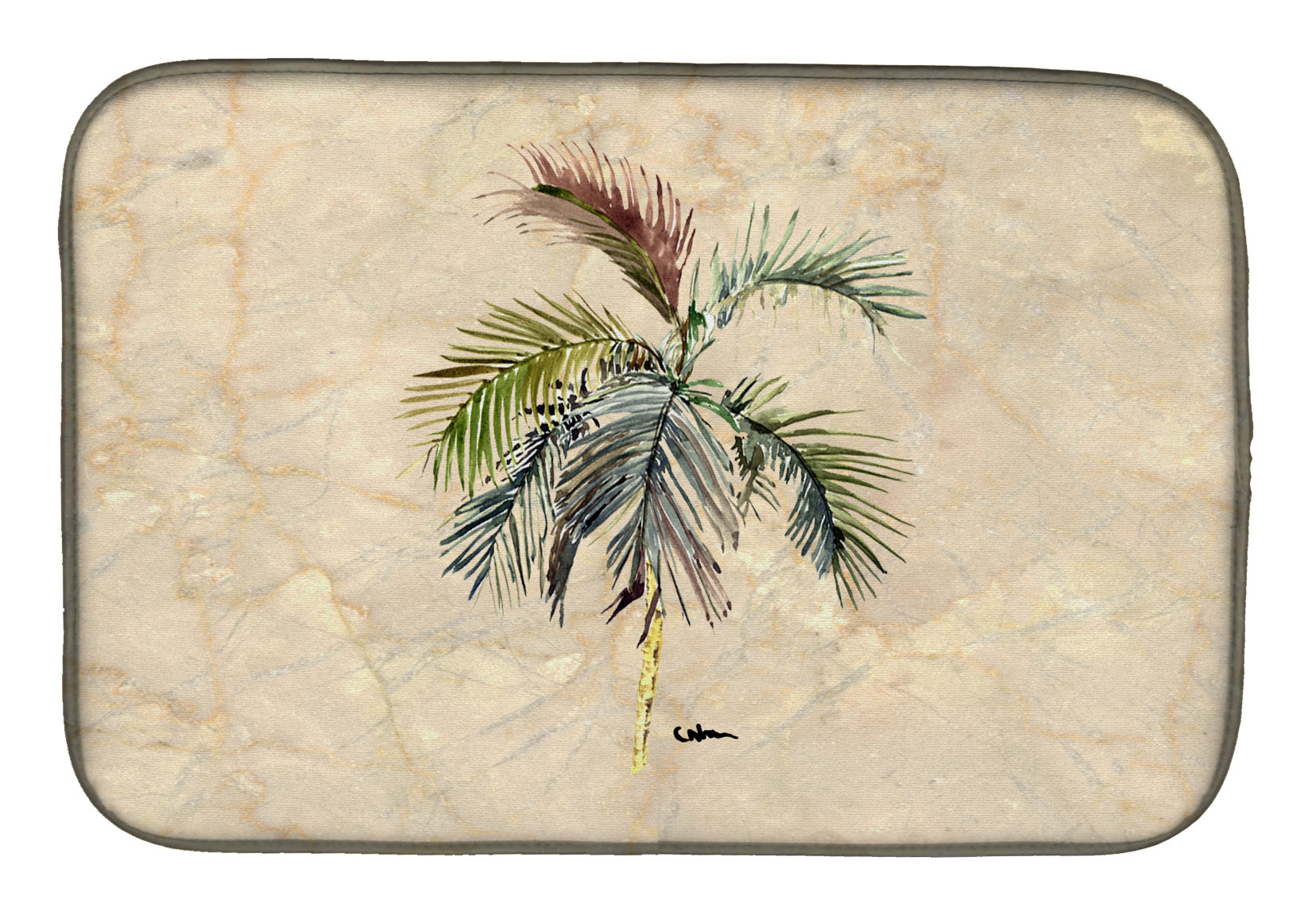 Palm Tree Dish Drying Mat Absorbent Dish Drying Mat Pad for Kitchen Counter Dish Drainer Mat for Countertop, 14 x 21", Multicolor