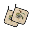 Palm Tree Pot Holder Set of 2 Heat Resistant Quilted Hot Pads 7.5 x 7.5 Inch, Insulated Kitchen Trivets for Cooking & Baking