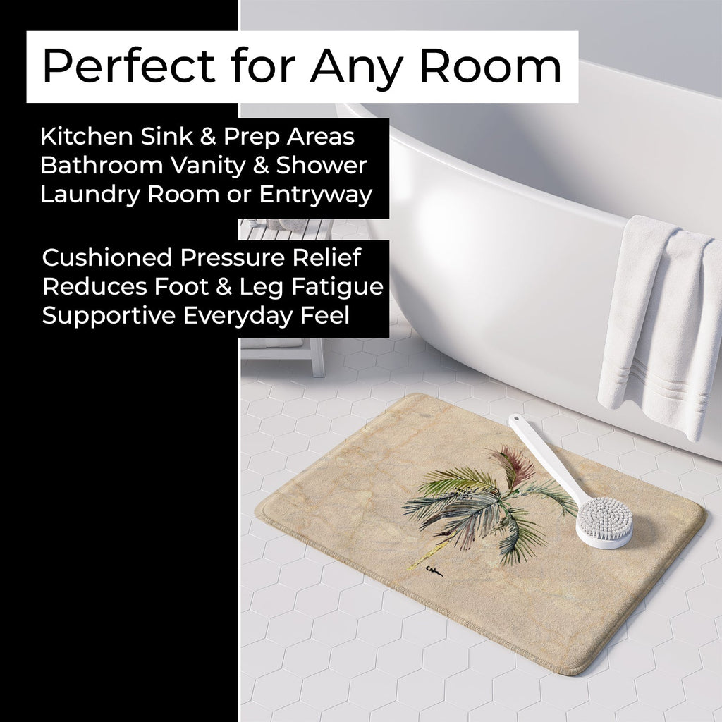 Palm Tree Memory Foam Kitchen Mat Machine Washable Anti-Fatigue Cushion Comfort Bath or Kitchen Rug