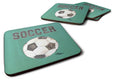 Soccer Foam Coasters Set of 4 Cup Coasters for Indoor Outdoor, Tabletop Protection, Anti Slip, Mouse pad Material