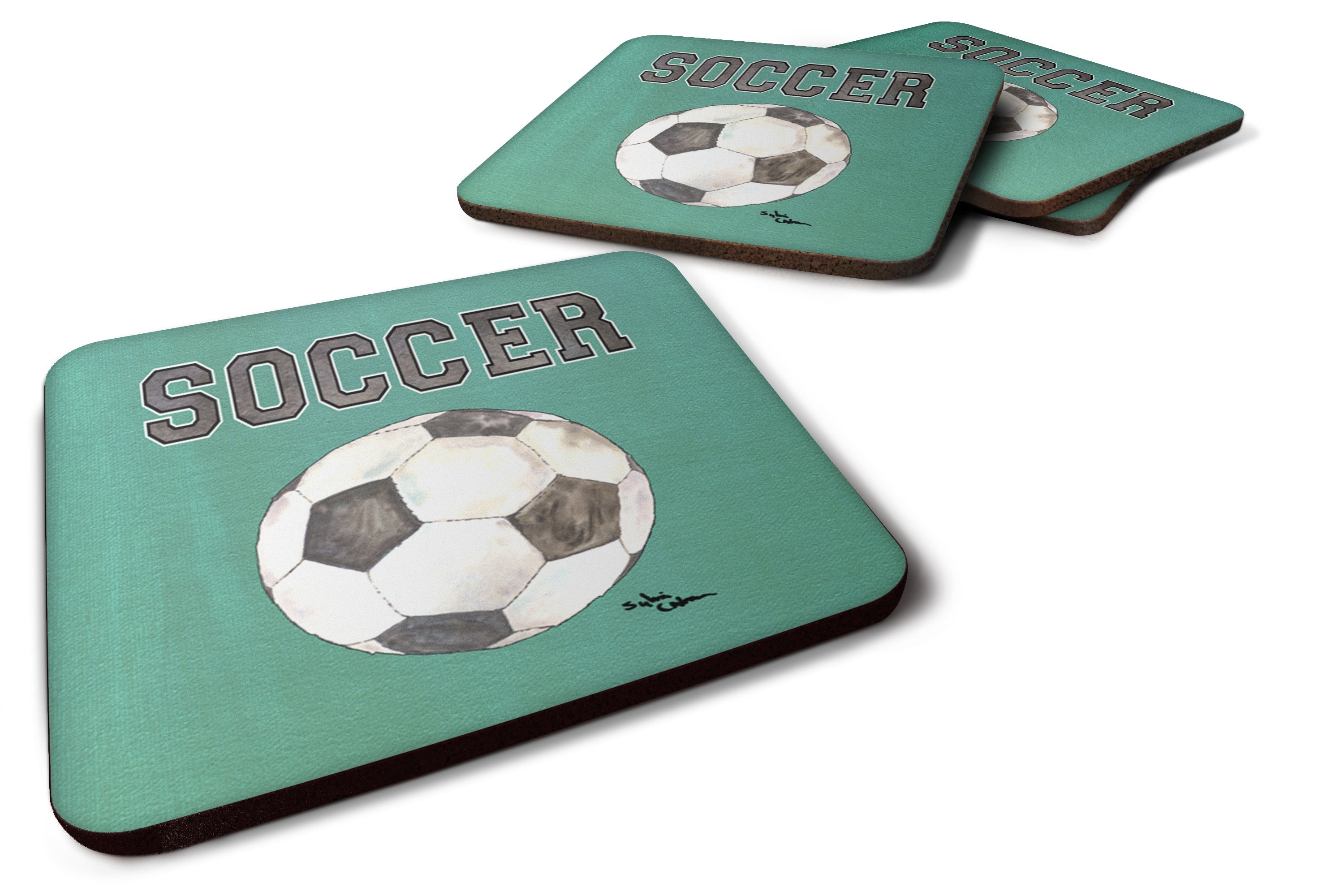 Soccer Foam Coasters Set of 4 Cup Coasters for Indoor Outdoor, Tabletop Protection, Anti Slip, Mouse pad Material