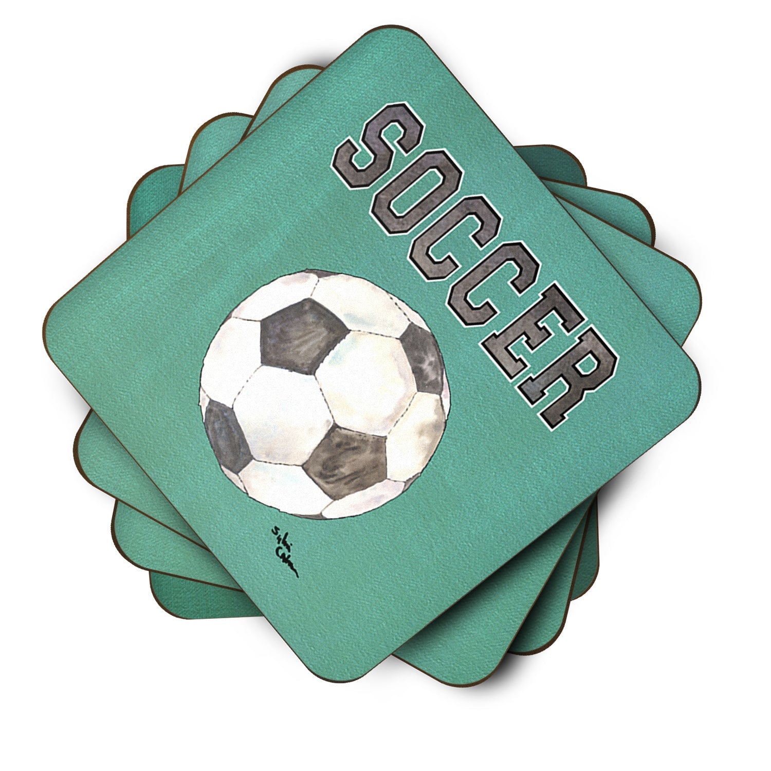 Soccer Foam Coasters Set of 4 Cup Coasters for Indoor Outdoor, Tabletop Protection, Anti Slip, Mouse pad Material