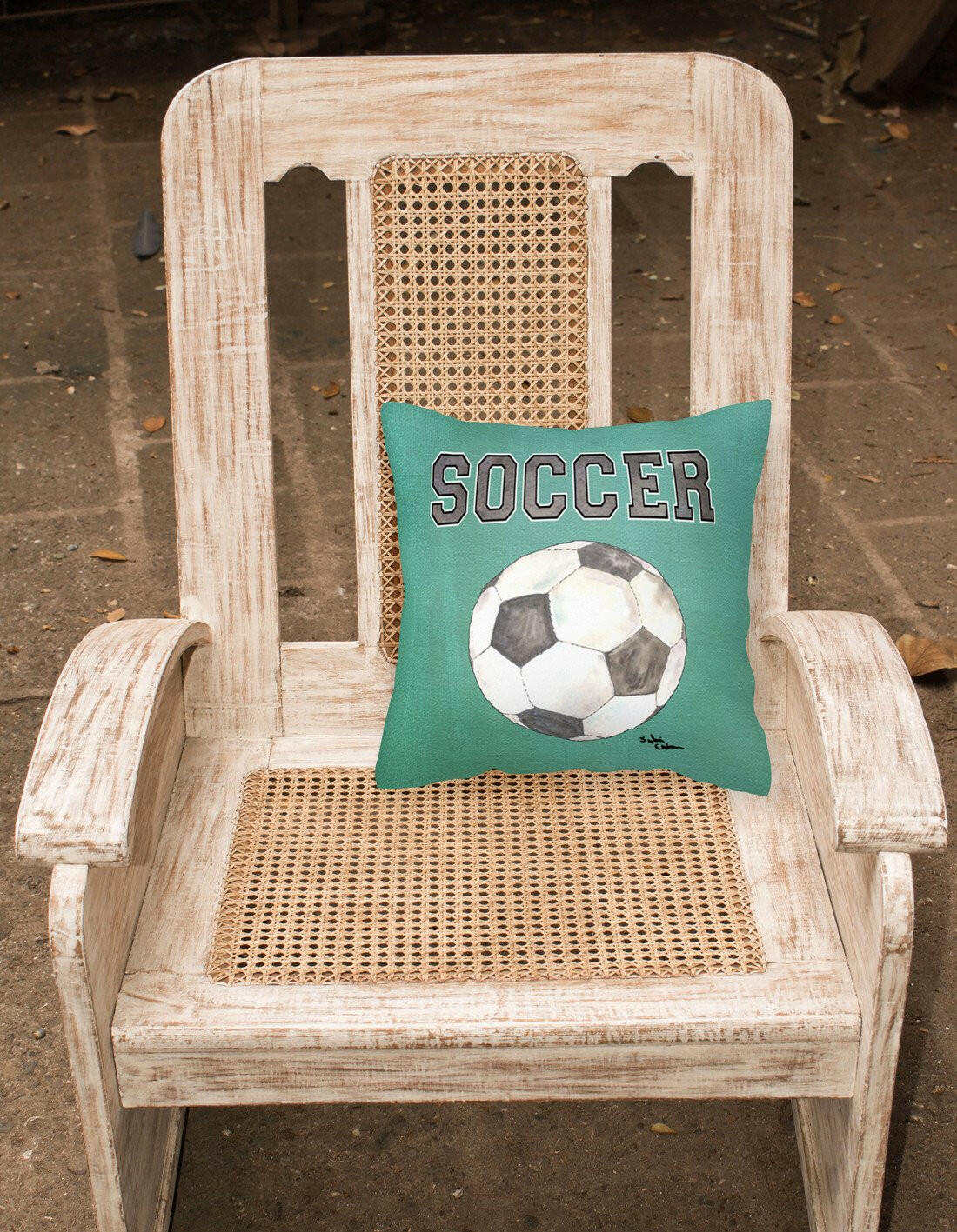 Soccer Decorative Throw Pillow 14x14 Indoor Outdoor Accent Cushion, Fabric Cover with Insert for Sofa, Bed, Porch & Living Room