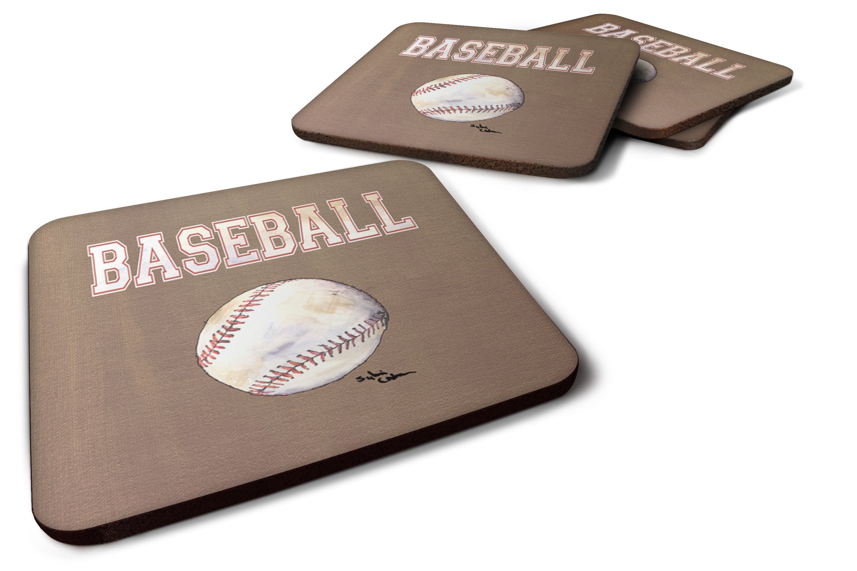 Baseball Foam Coasters Set of 4 Cup Coasters for Indoor Outdoor, Tabletop Protection, Anti Slip, Mouse pad Material