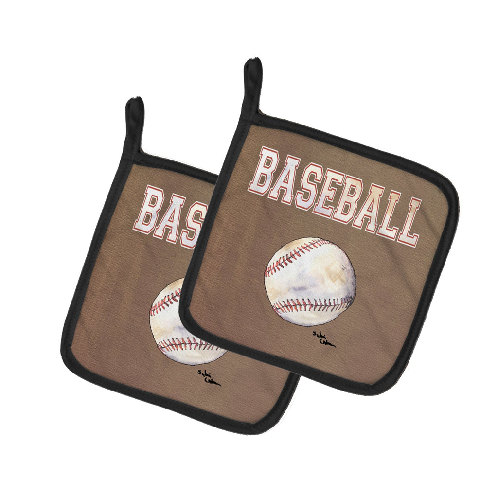 Baseball Pot Holder Set of 2 Heat Resistant Quilted Hot Pads 7.5 x 7.5 Inch, Insulated Kitchen Trivets for Cooking & Baking