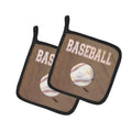 Baseball Pot Holder Set of 2 Heat Resistant Quilted Hot Pads 7.5 x 7.5 Inch, Insulated Kitchen Trivets for Cooking & Baking