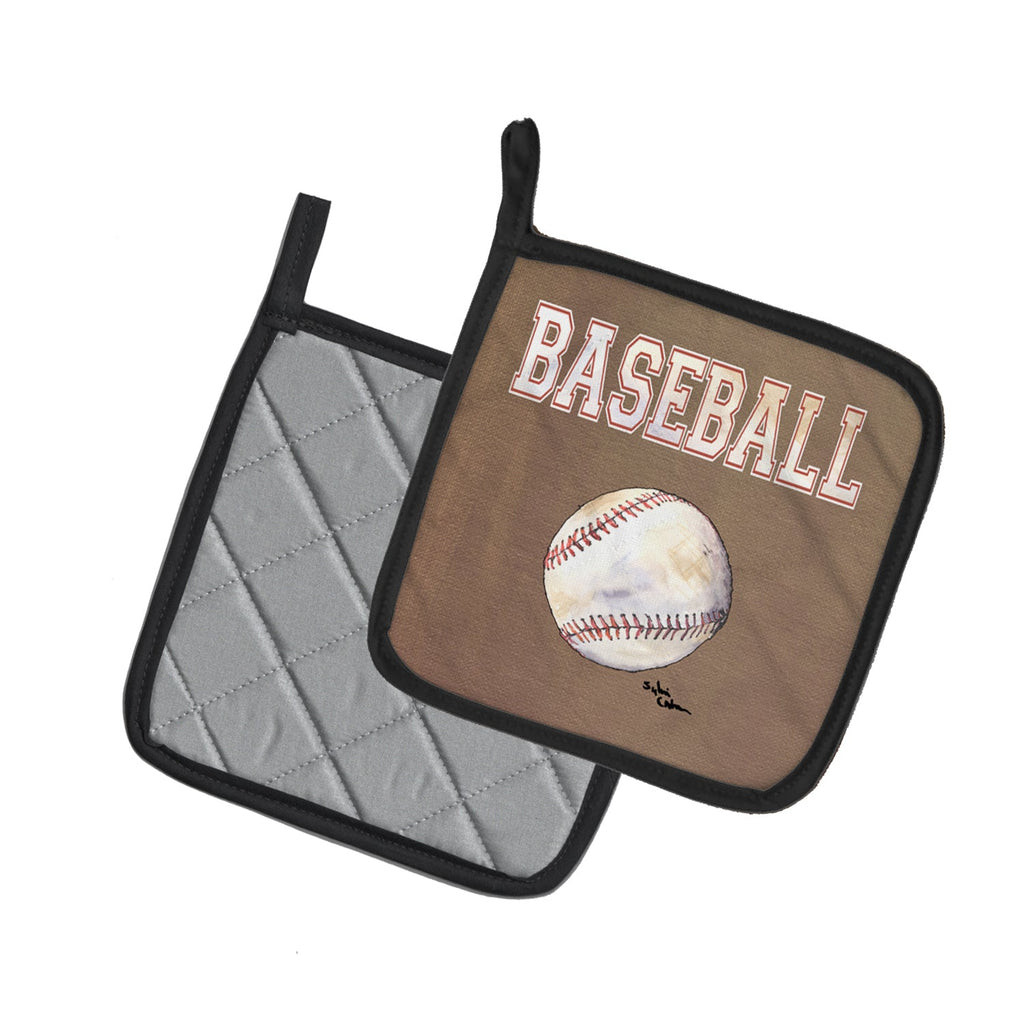 Baseball Pot Holder Set of 2 Heat Resistant Quilted Hot Pads 7.5 x 7.5 Inch, Insulated Kitchen Trivets for Cooking & Baking