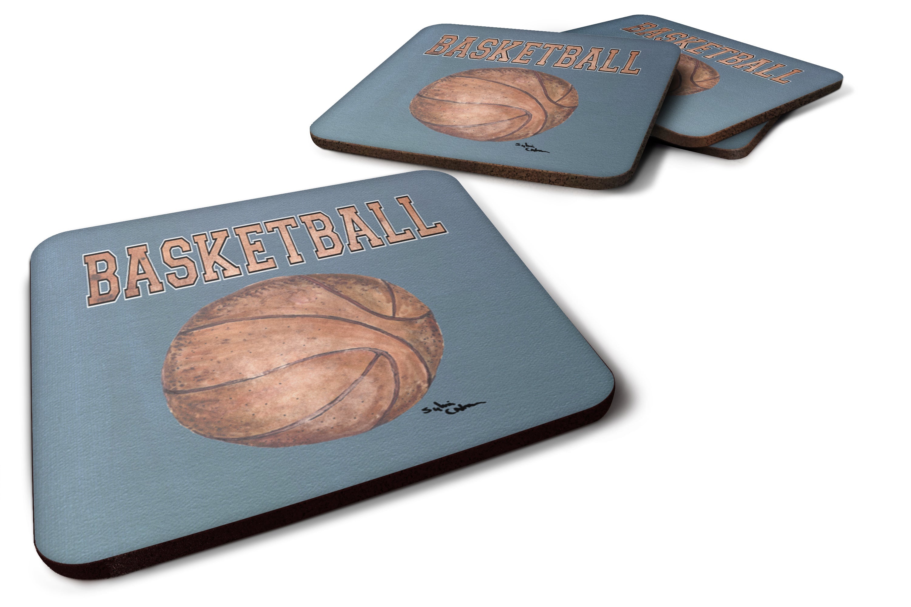 Basketball Foam Coasters Set of 4 Cup Coasters for Indoor Outdoor, Tabletop Protection, Anti Slip, Mouse pad Material