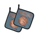 Basketball Pot Holder Set of 2 Heat Resistant Quilted Hot Pads 7.5 x 7.5 Inch, Insulated Kitchen Trivets for Cooking & Baking