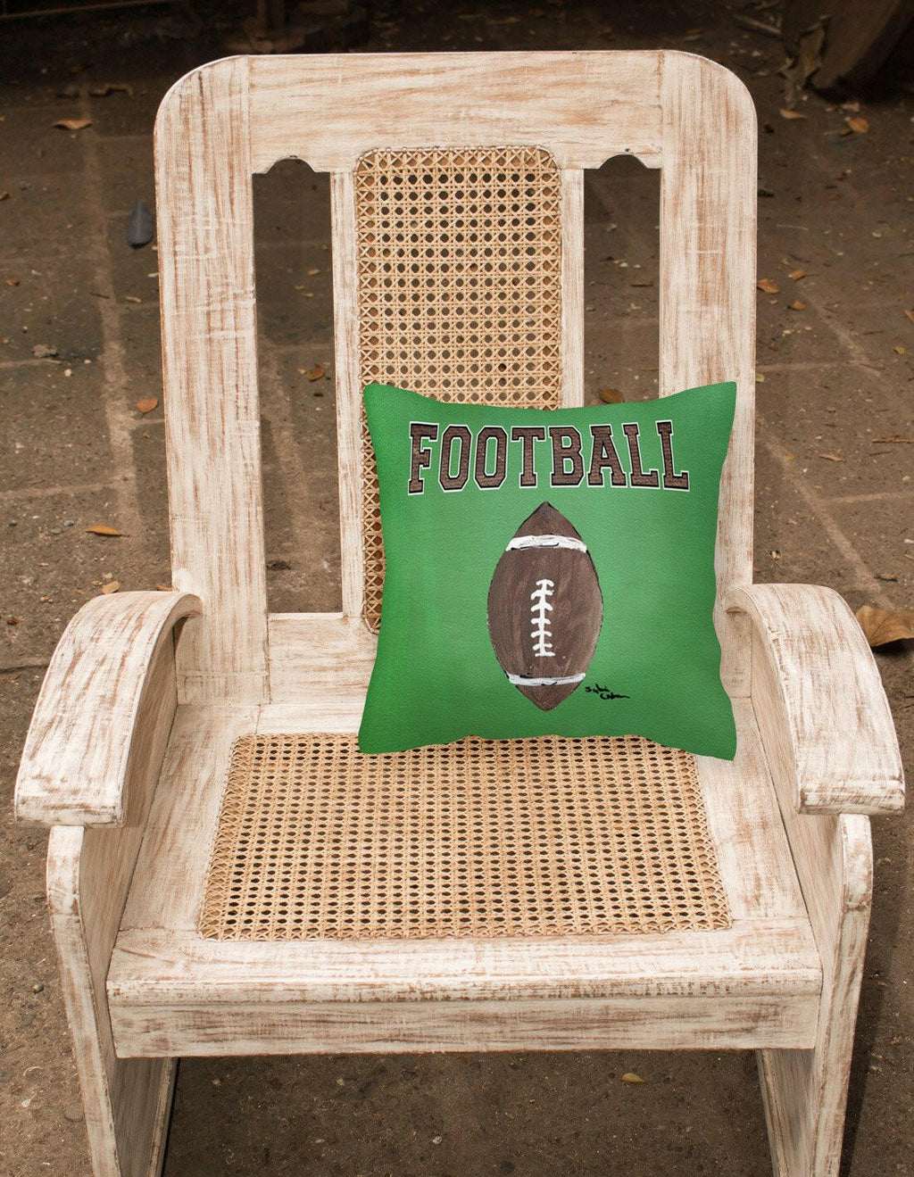 Football Decorative Throw Pillow 14x14 Indoor Outdoor Accent Cushion, Fabric Cover with Insert for Sofa, Bed, Porch & Living Room
