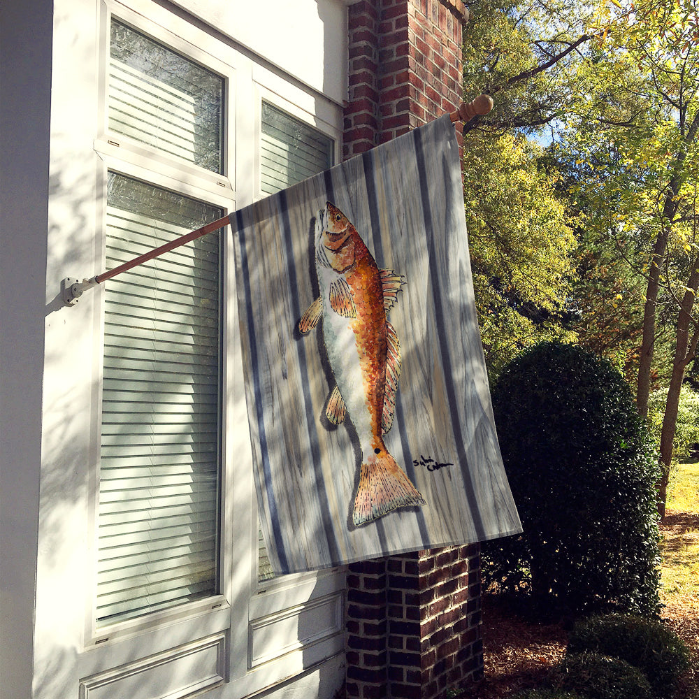 Red Fish House Flag 28x40 Porch Sleeve Pole Decorative Outside Yard Banner Artwork Wall Hanging, Polyester