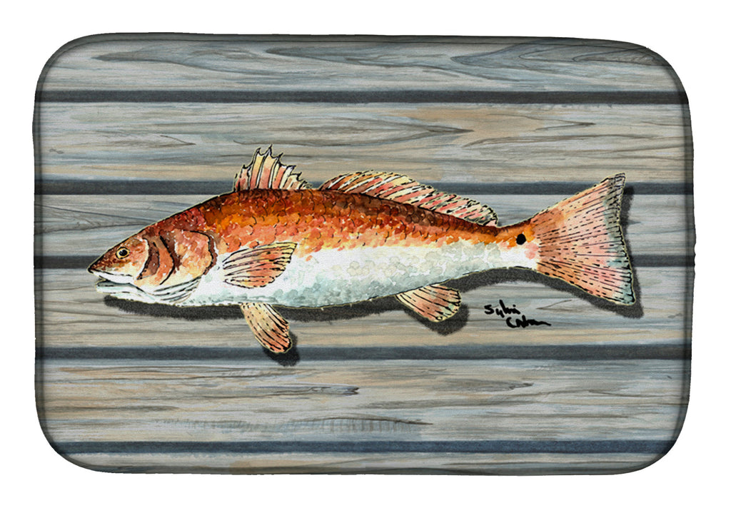 Red Fish Dish Drying Mat Absorbent Dish Drying Mat Pad for Kitchen Counter Dish Drainer Mat for Countertop, 14 x 21", Multicolor