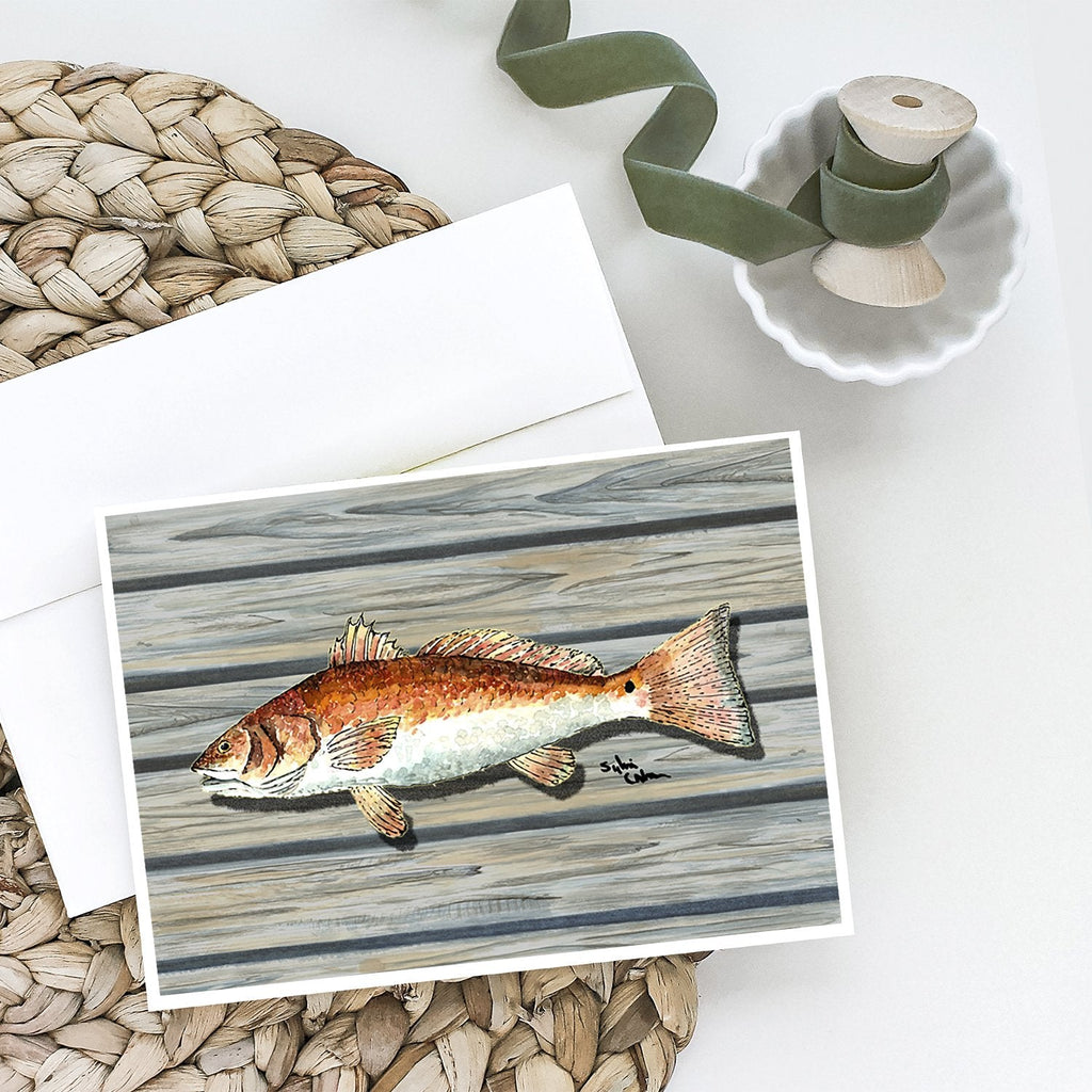 Red Fish Greeting Cards Pack of 8 Blank Cards with Envelopes Whimsical A7 Size 5x7