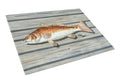 Red Fish Cutting Board Tempered Glass Kitchen Cutting Surface, Heat Resistant Chopping, Non-Slip Feet, Food Prep & Serving