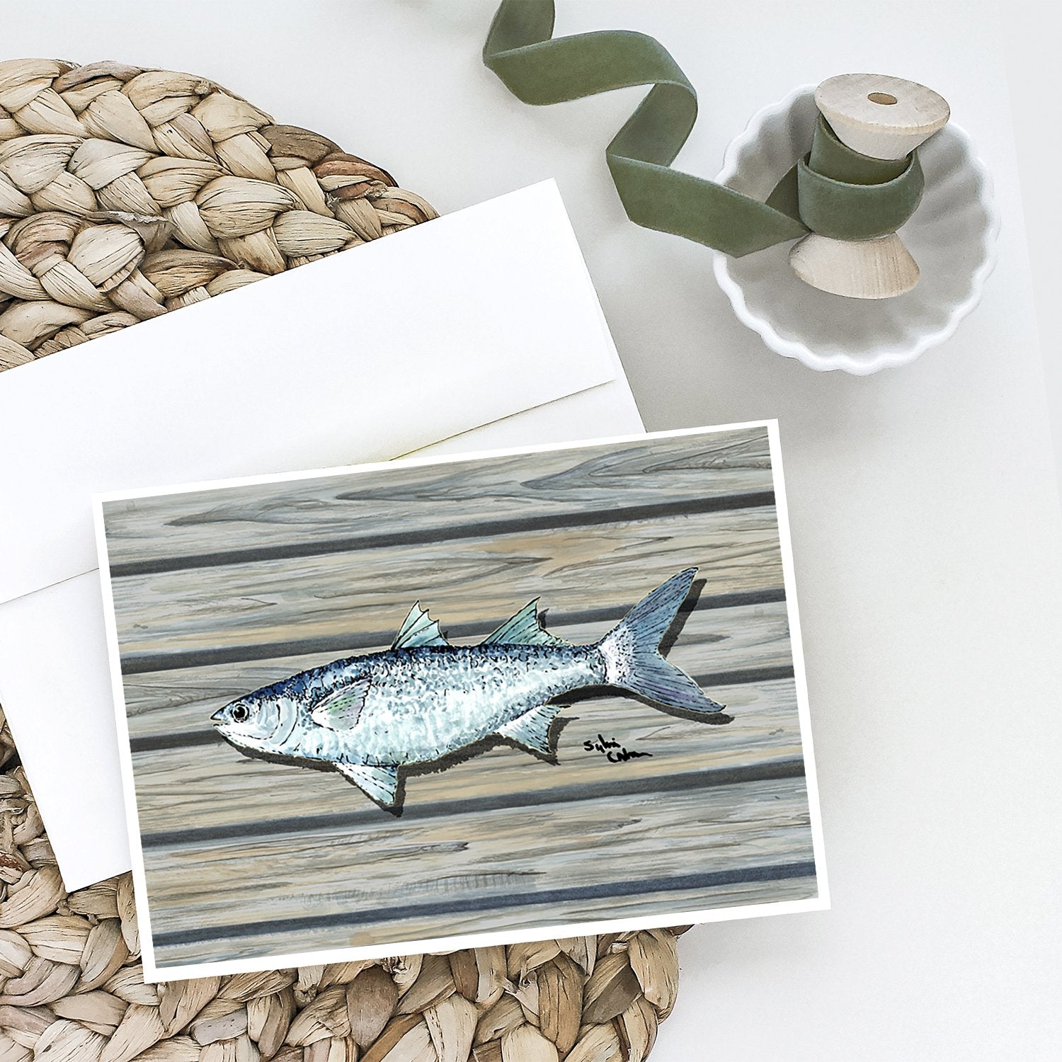 Fish Mullet Greeting Cards Pack of 8 Blank Cards with Envelopes Whimsical A7 Size 5x7