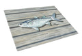 Fish Mullet Cutting Board Tempered Glass Kitchen Cutting Surface, Heat Resistant Chopping, Non-Slip Feet, Food Prep & Serving