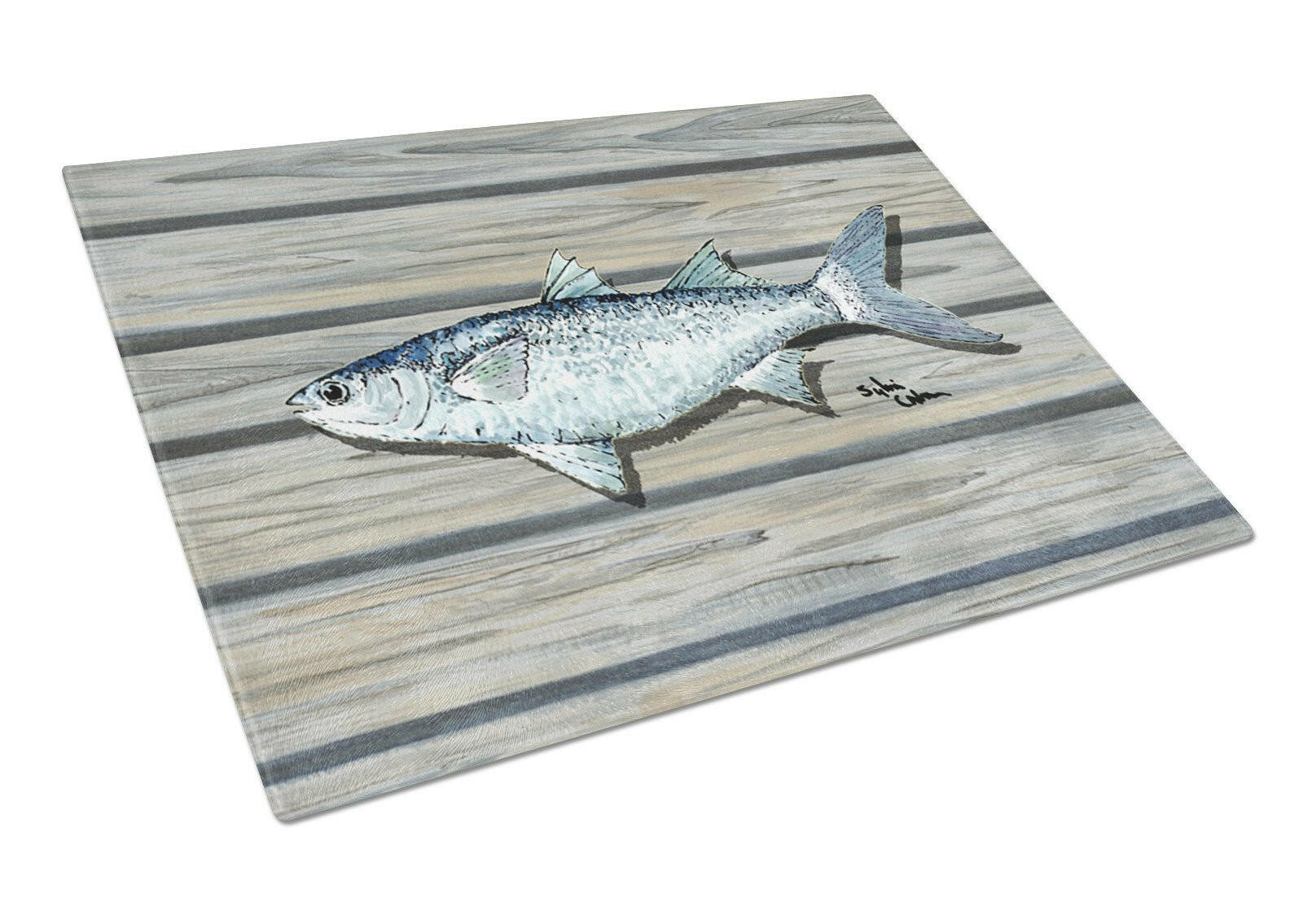 Fish Mullet Cutting Board Tempered Glass Kitchen Cutting Surface, Heat Resistant Chopping, Non-Slip Feet, Food Prep & Serving