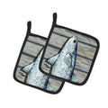 Fish Mullet Pot Holder Set of 2 Heat Resistant Quilted Hot Pads 7.5 x 7.5 Inch, Insulated Kitchen Trivets for Cooking & Baking