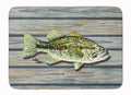 Small mouth Bass Fish on Pier Memory Foam Kitchen Mat Machine Washable Anti-Fatigue Cushion Comfort Bath or Kitchen Rug