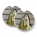 Small mouth Bass Fish on Pier Set of 2 Cup Holder Car Coasters Absorbent Round Sandstone Coasters Gifts for Men or Women, 2.5, Multicolor