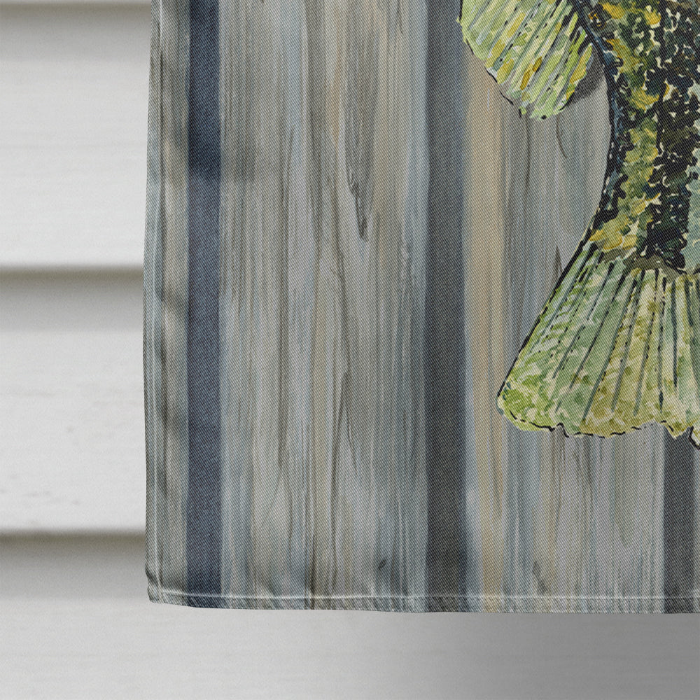 Small mouth Bass Fish on Pier House Flag 28x40 Porch Sleeve Pole Decorative Outside Yard Banner Artwork Wall Hanging, Polyester