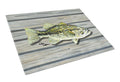Small mouth Bass Fish on Pier Cutting Board Tempered Glass Kitchen Cutting Surface, Heat Resistant Chopping, Non-Slip Feet, Food Prep & Serving