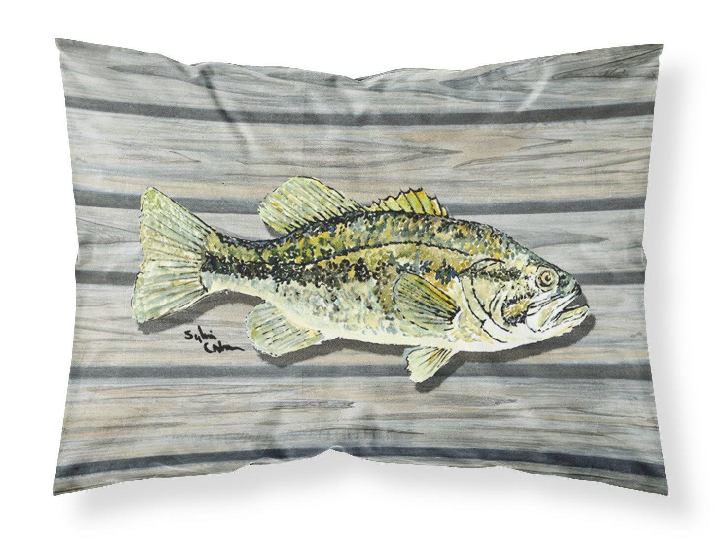 Small mouth Bass Fish on Pier Standard Pillowcase Lightweight Super Soft Easy Care Decorative Artwork Pillowcase, Standard