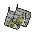 Small mouth Bass Fish on Pier Pot Holder Set of 2 Heat Resistant Quilted Hot Pads 7.5 x 7.5 Inch, Insulated Kitchen Trivets for Cooking & Baking