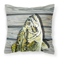 Small mouth Bass Fish on Pier Decorative Throw Pillow 14x14 Indoor Outdoor Accent Cushion, Fabric Cover with Insert for Sofa, Bed, Porch & Living Room